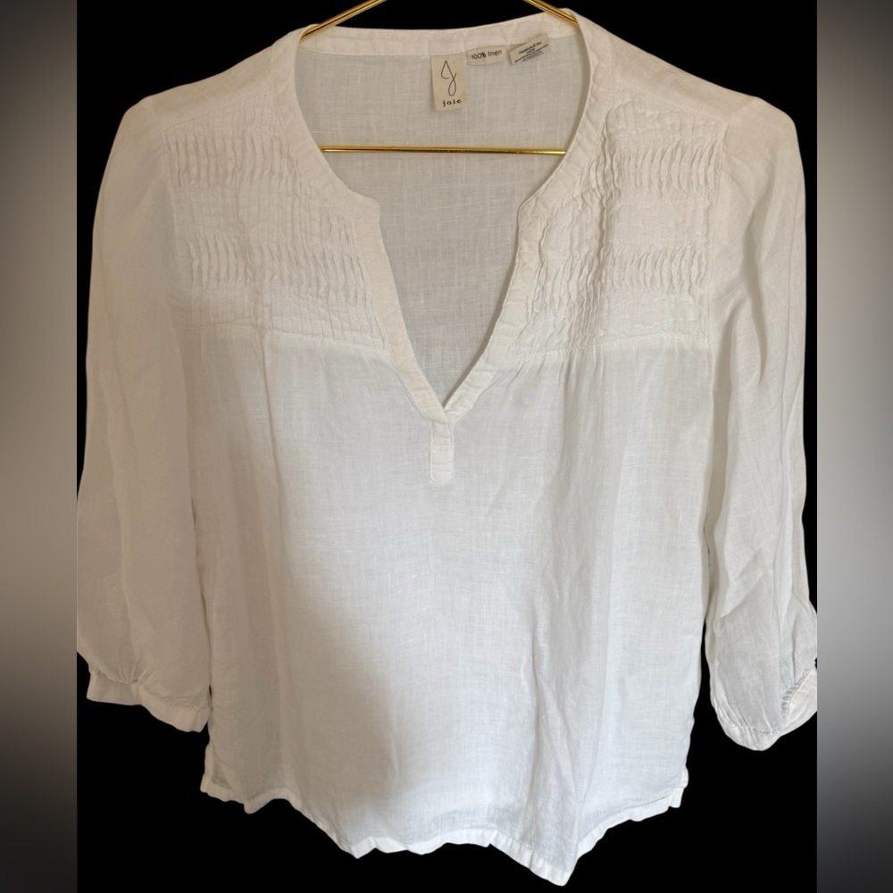 Joie White Linen Blouse with Textured Detail Sz.S GUC